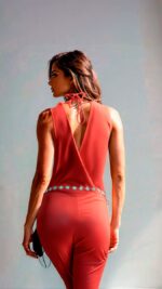 AMORÉ | Mono largo rojo elegante | Fiesta | Crepé Premium