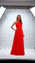 GLAMOUR | Vestido rojo largo pedrería | Espalda Joya | Fiesta