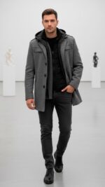 KAEL | Chaqueta Puffer Hombre | Gris Mate | Calidad Premium KNS